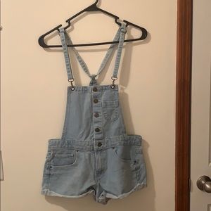 Denim short overalls